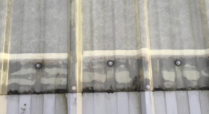 Close up photo of incorrect fixings around rooflight edges