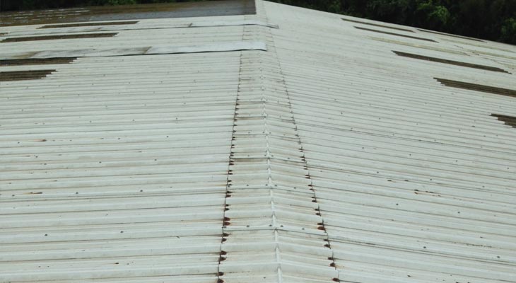 Ridge flashing showing extensive cut edge corrosion