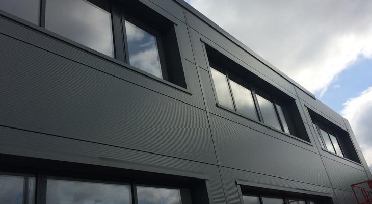 Upward view of barge and window flashings