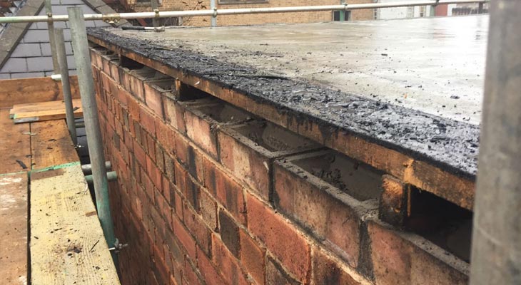 Perimeter cappings removed from existing plant room roof