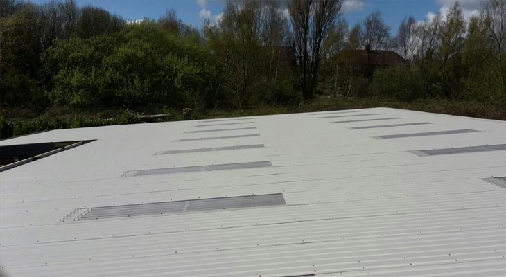 Completed view of industrial roofing overclad in Dudley