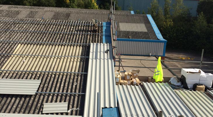 Built-up grid system installed and beginning the overclad