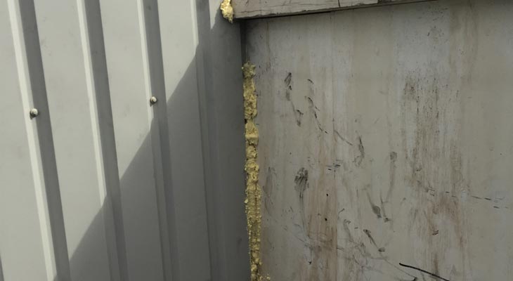 Canister foam used to try and seal a roofing gap