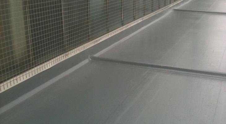 GRP roofing installed to the upper flat roof