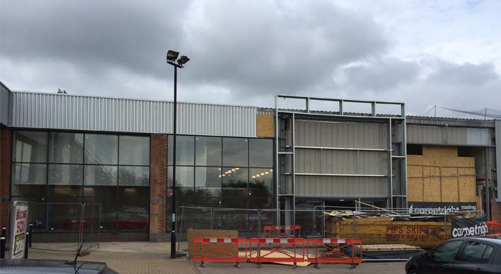 Aluminium goal post feature erected