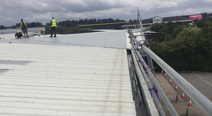 Progress view along the roof