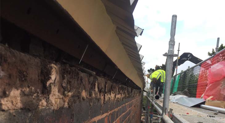 Close-up of Kingspan roofing panels installed