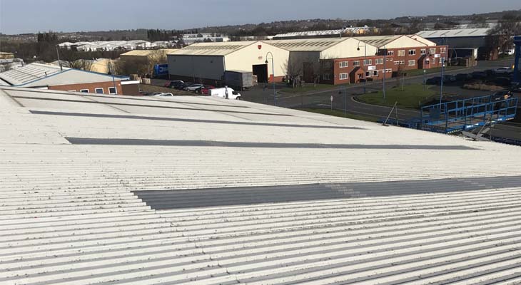 View across mono-pitch slope with newly installed roof lights