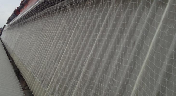 Pigeon netting installed along a 60 metre glazed slope